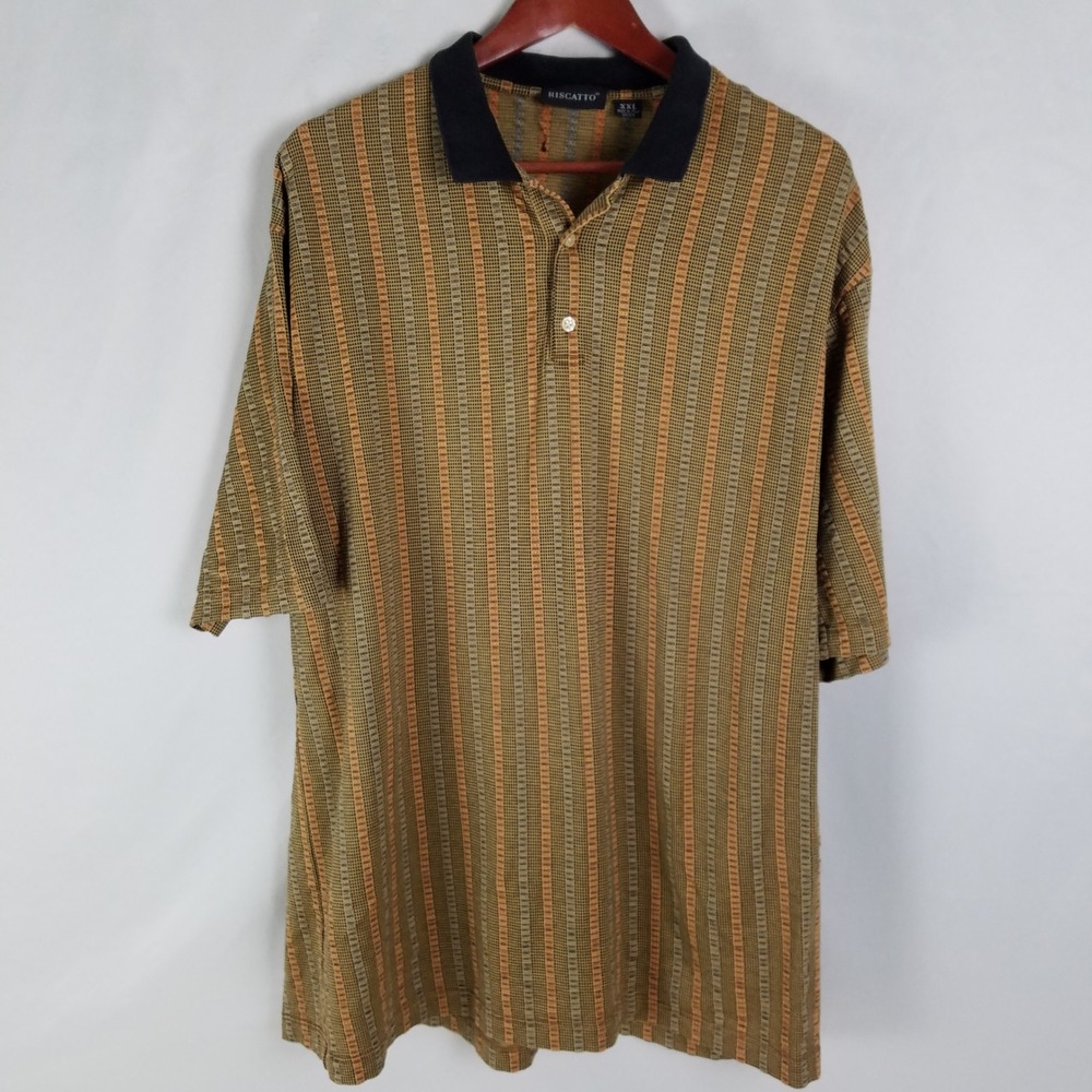 Riscato Mens XXL Polo Shirt‎ Short Sleeve Made in Italy Striped Casual Golf